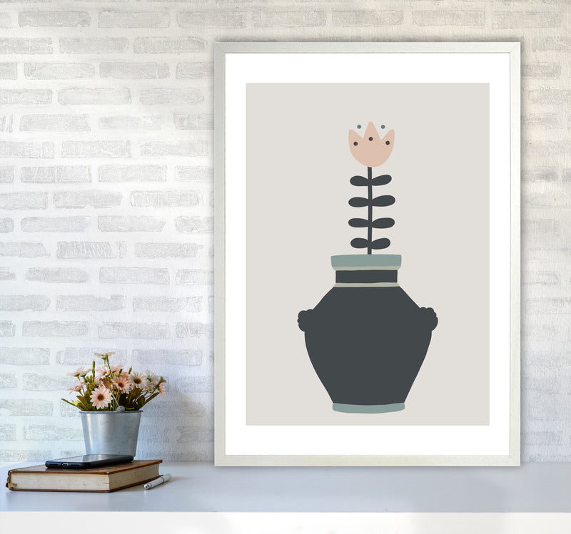 Inspired Plant Pot Stone Art Print by Pixy Paper A1 Oak Frame