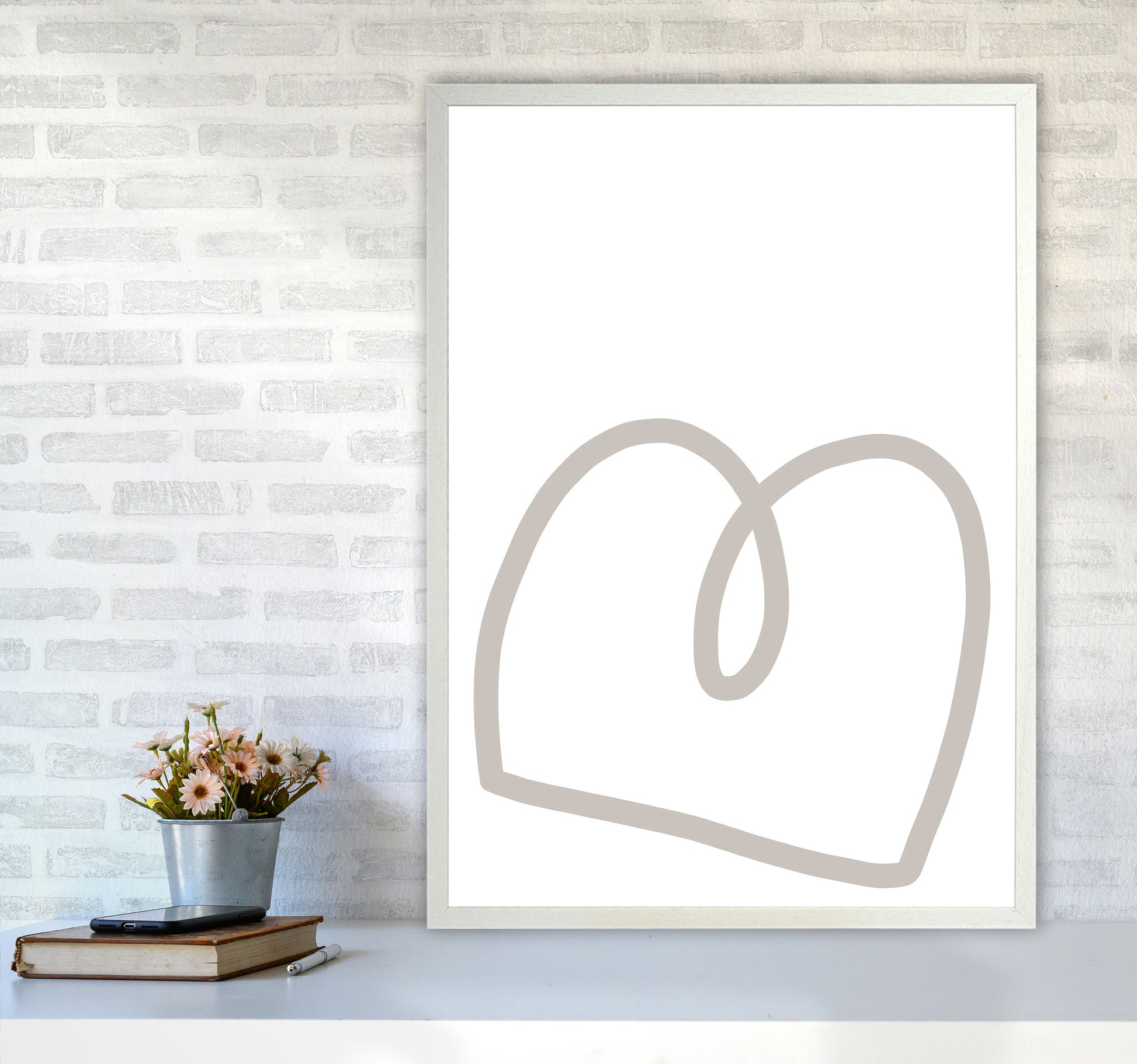 Inspired Stone Line Art Art Print by Pixy Paper A1 Oak Frame