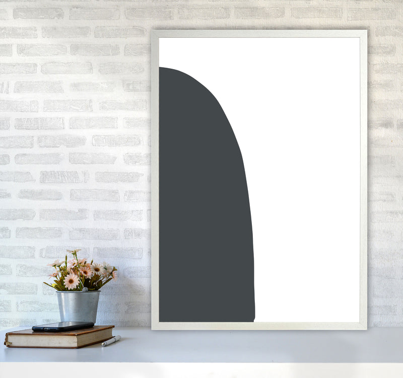 Inspired Off Black Half Stone Left Art Print by Pixy Paper A1 Oak Frame