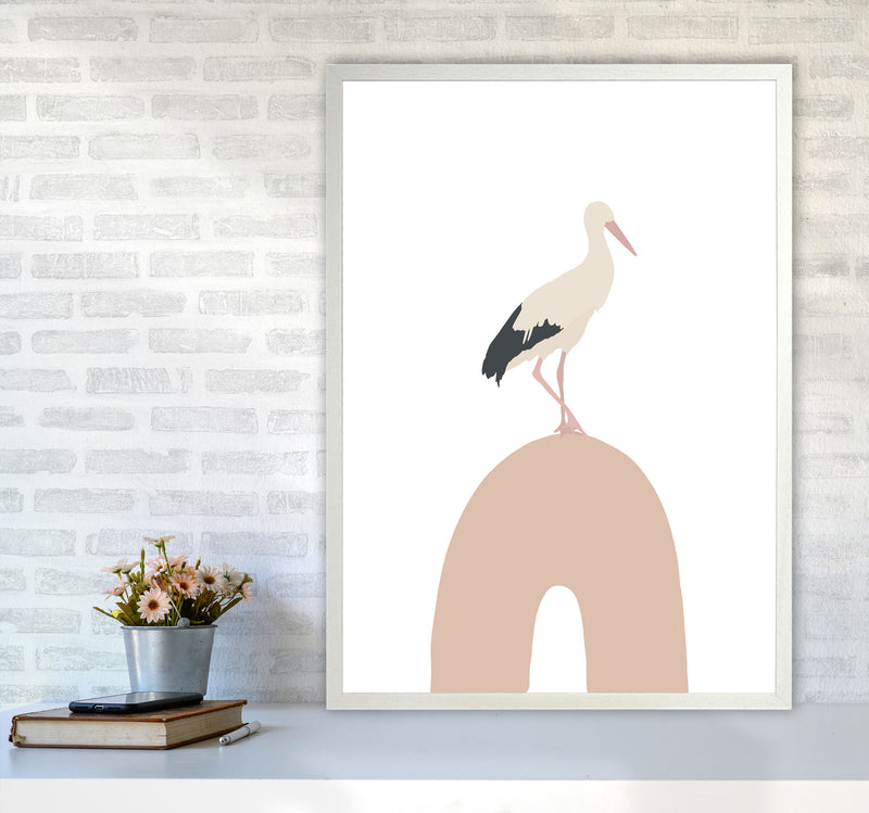 Inspired Bird on Rainbow Art Print by Pixy Paper A1 Oak Frame