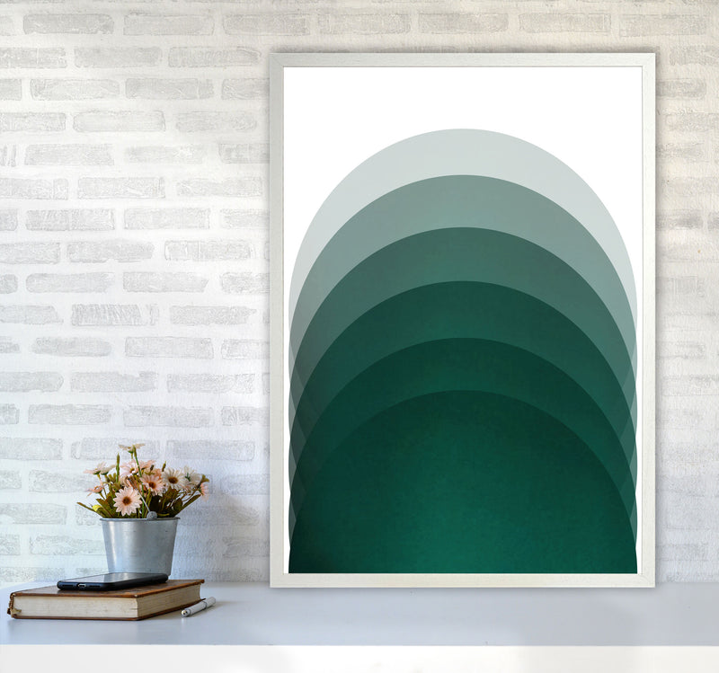 Gradient Sun rising emerald Art Print by Pixy Paper A1 Oak Frame