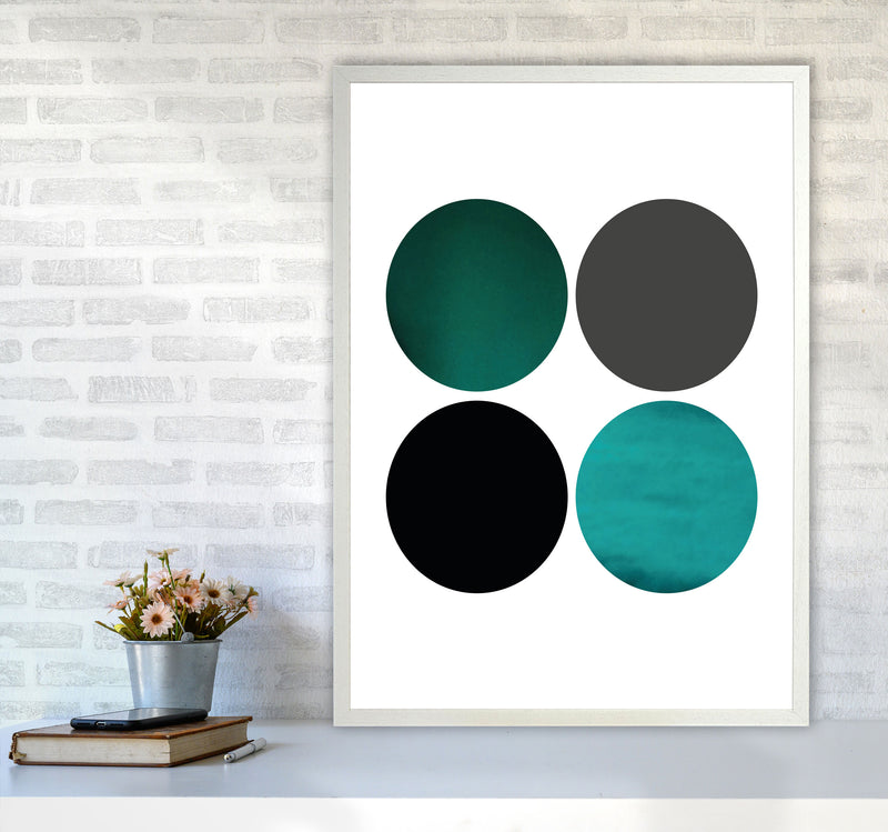 Circles Emerald Art Print by Pixy Paper A1 Oak Frame