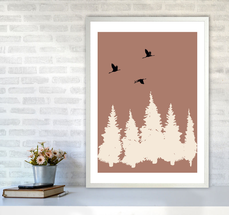 Autumn Rowan abstract Art Print by Pixy Paper A1 Oak Frame