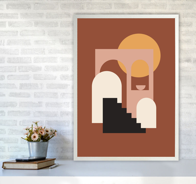 Autumn Sienna abstract Art Print by Pixy Paper A1 Oak Frame