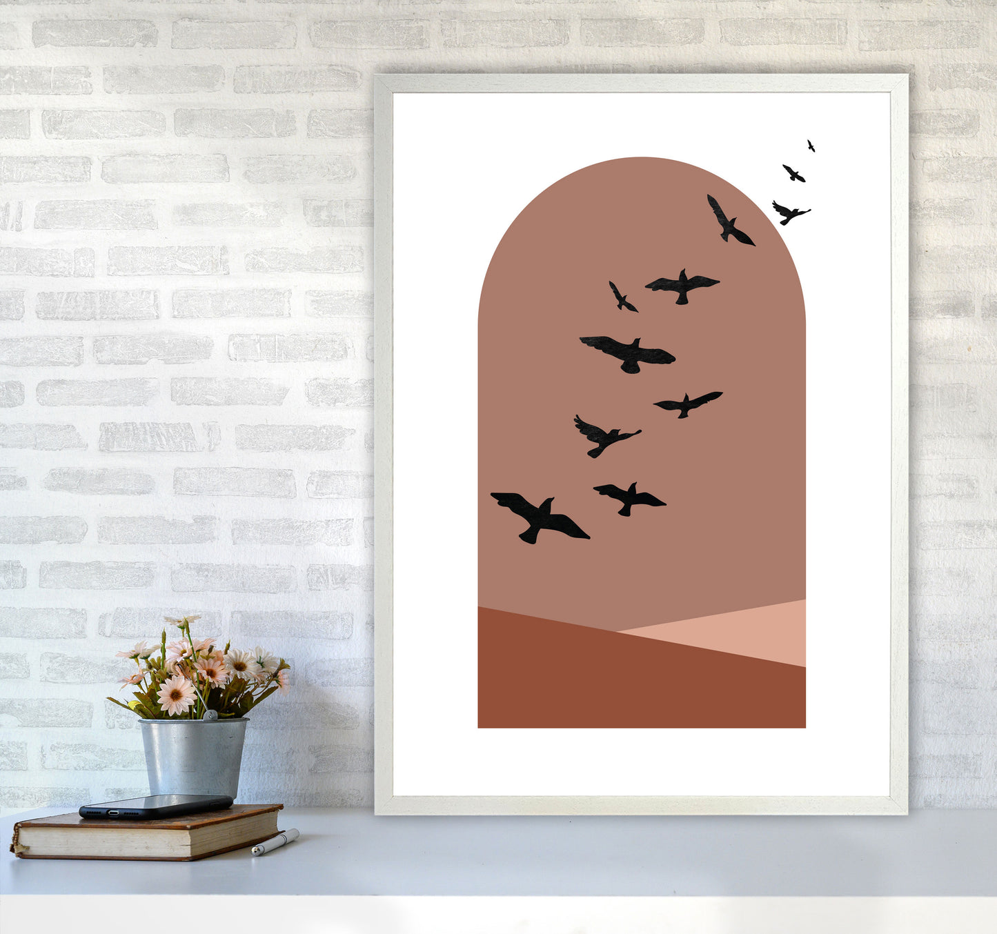 Autumn Saffron abstract Art Print by Pixy Paper A1 Oak Frame