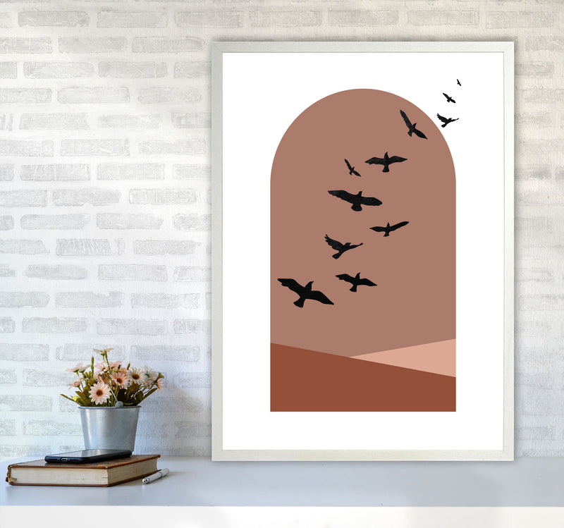 Autumn Saffron abstract Art Print by Pixy Paper A1 Oak Frame