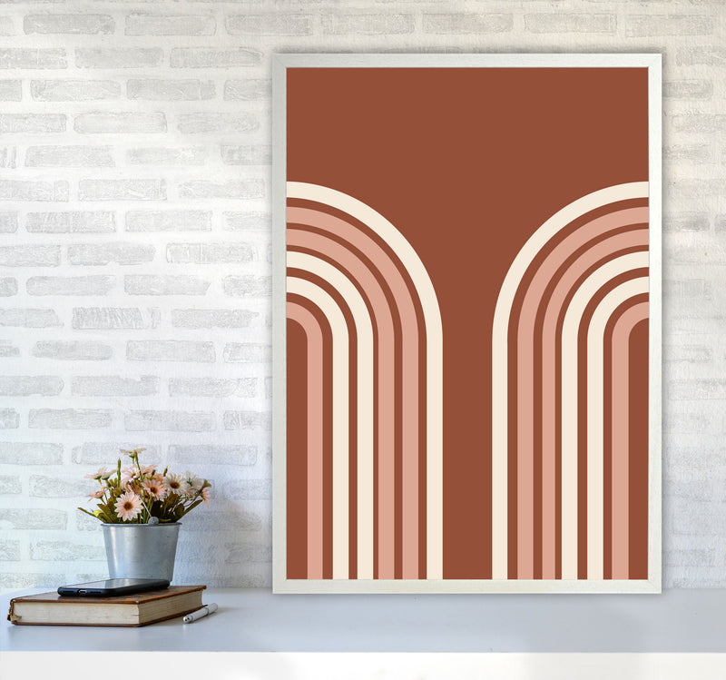 Autumn Double Rainbow abstract Art Print by Pixy Paper A1 Oak Frame