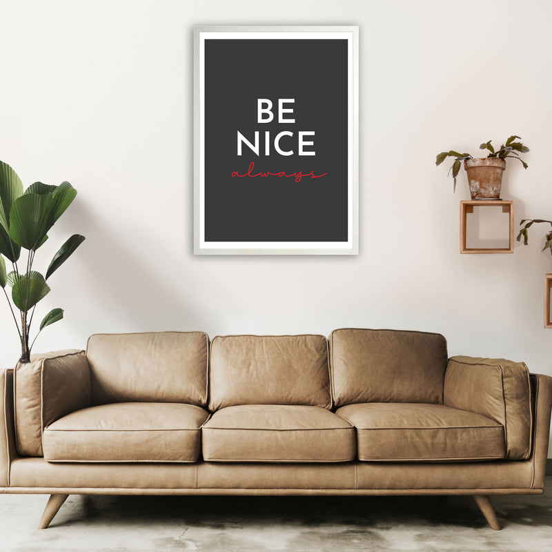Be Nice Black Art Print by Pixy Paper A1 Oak Frame