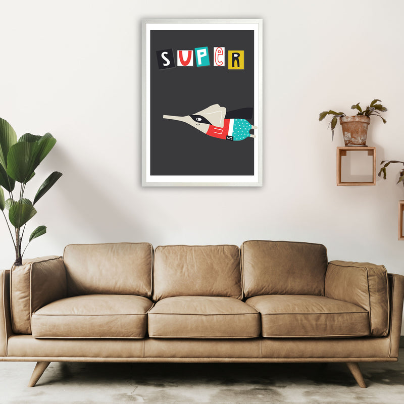 Super elephant Art Print by Pixy Paper A1 Oak Frame