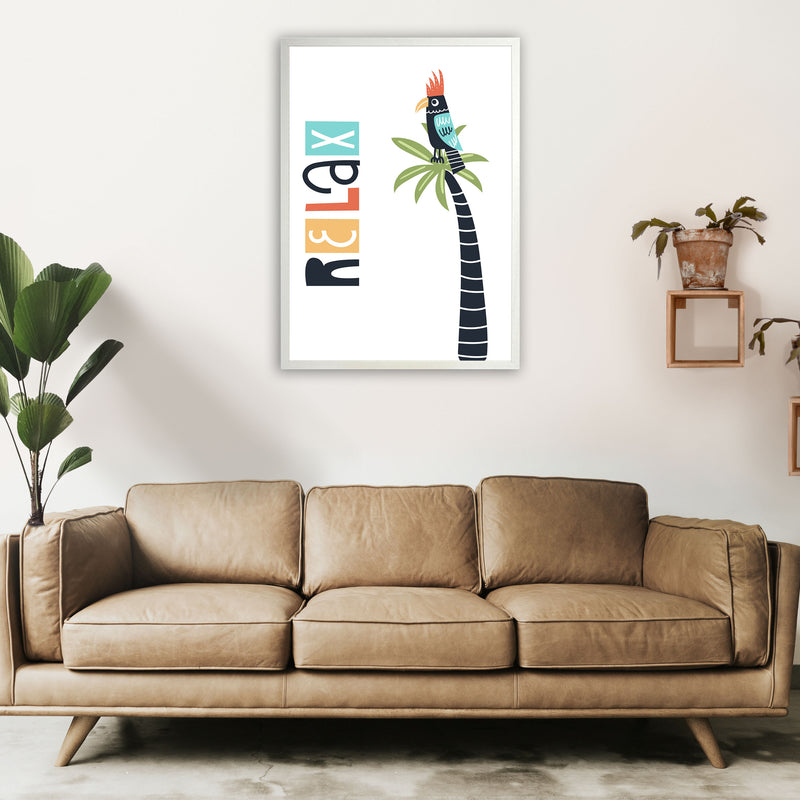 Relax bird Art Print by Pixy Paper A1 Oak Frame