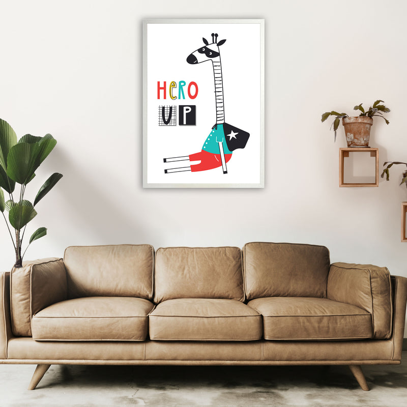 Hero up giraffe Art Print by Pixy Paper A1 Oak Frame