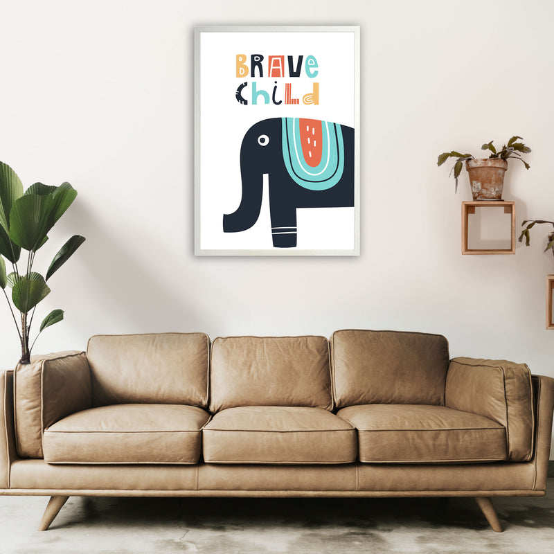 Brave child elephant Art Print by Pixy Paper A1 Oak Frame