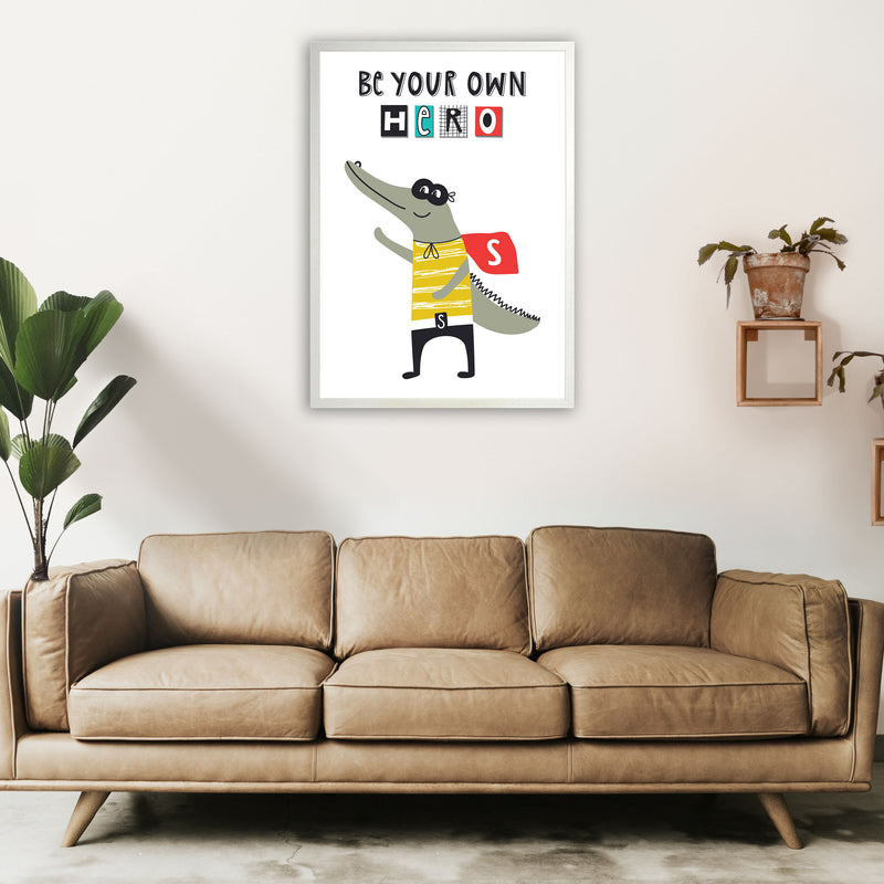 Be your own hero gator Art Print by Pixy Paper A1 Oak Frame
