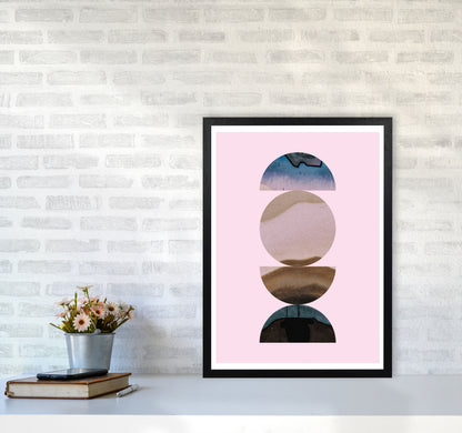 Abstract Circles Pink Background Modern Print A2 White Frame