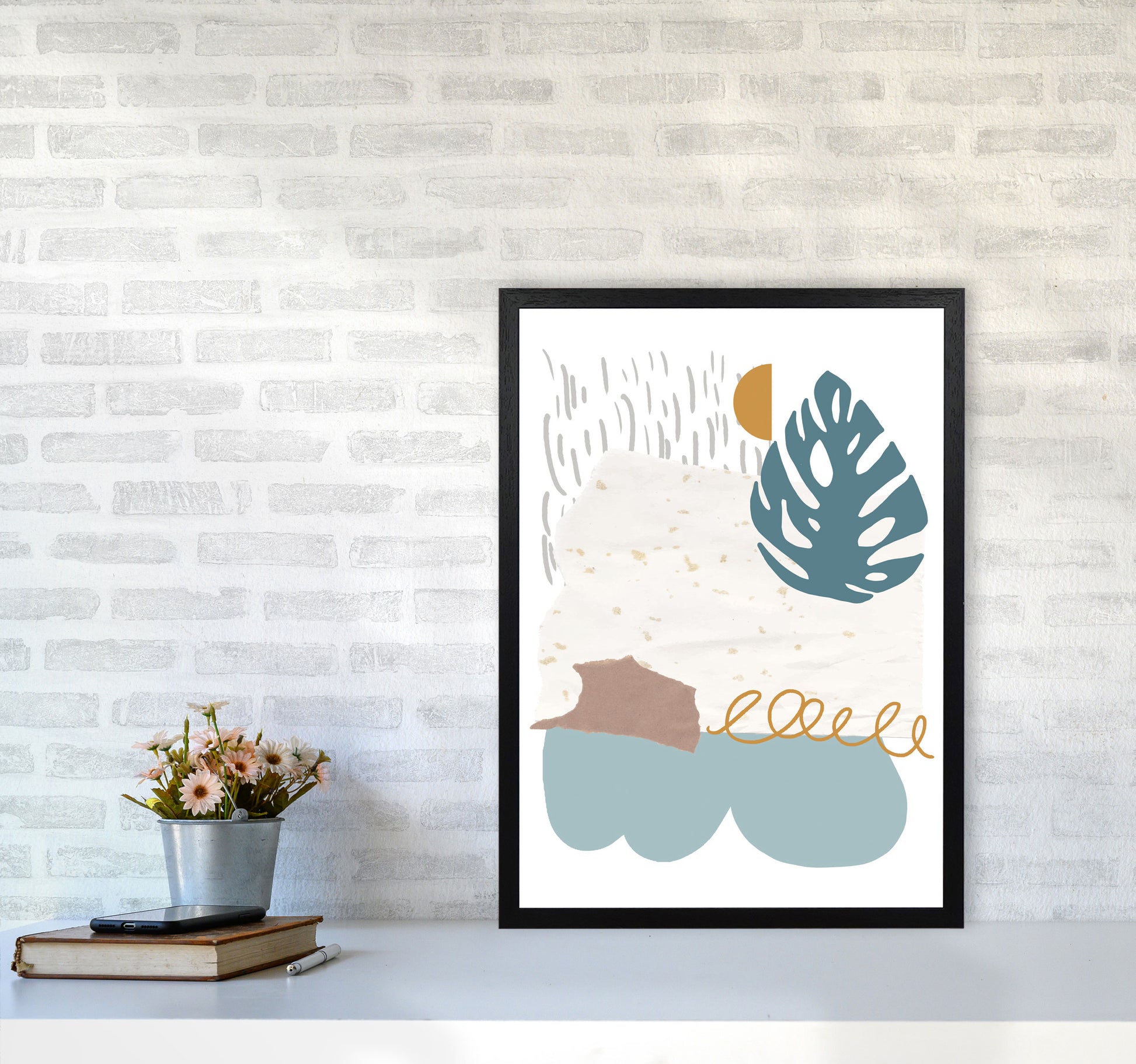 Reef Shapes Abstract 1 Modern Print A2 White Frame