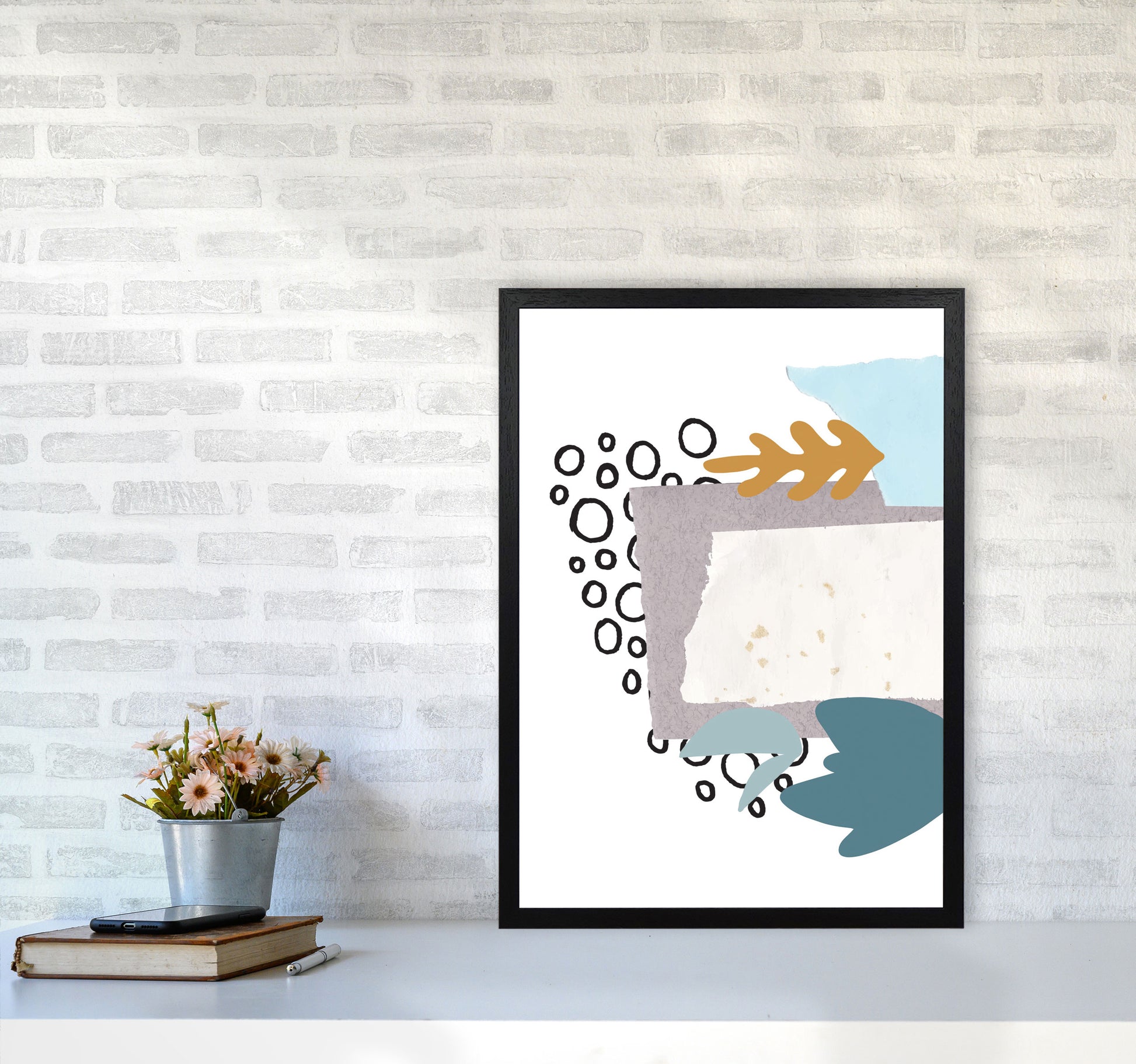 Reef Shapes Abstract 2 Modern Print A2 White Frame