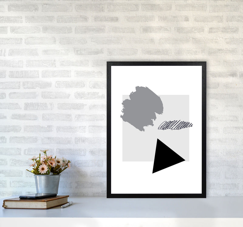 Grey Square Mismatch Abstract Modern Print A2 White Frame
