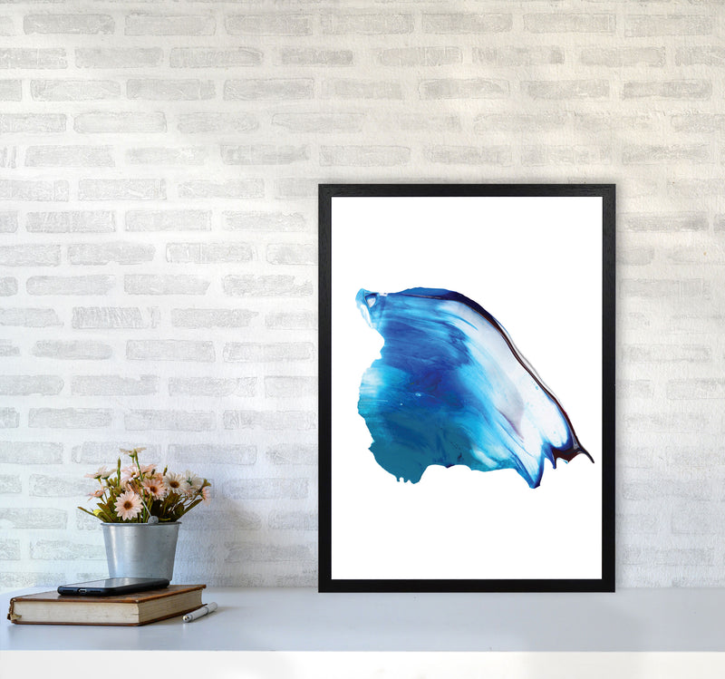 Blue Abstract Paint Stroke Modern Print A2 White Frame
