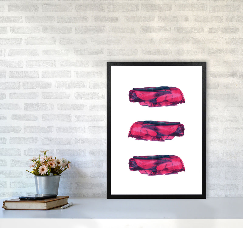 Pink And Purple Abstract Paint Strokes Modern Print A2 White Frame