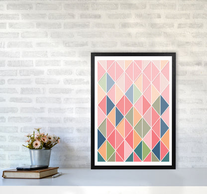 Full Colour Abstract Geo Modern Print A2 White Frame