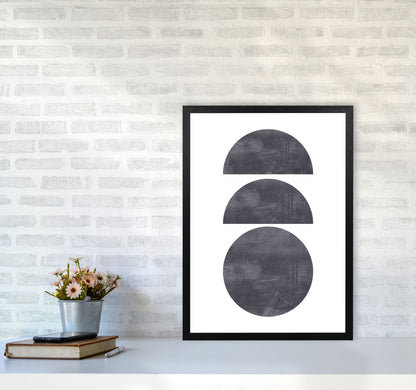 Abstract Scratched Texture Circles Modern Print A2 White Frame