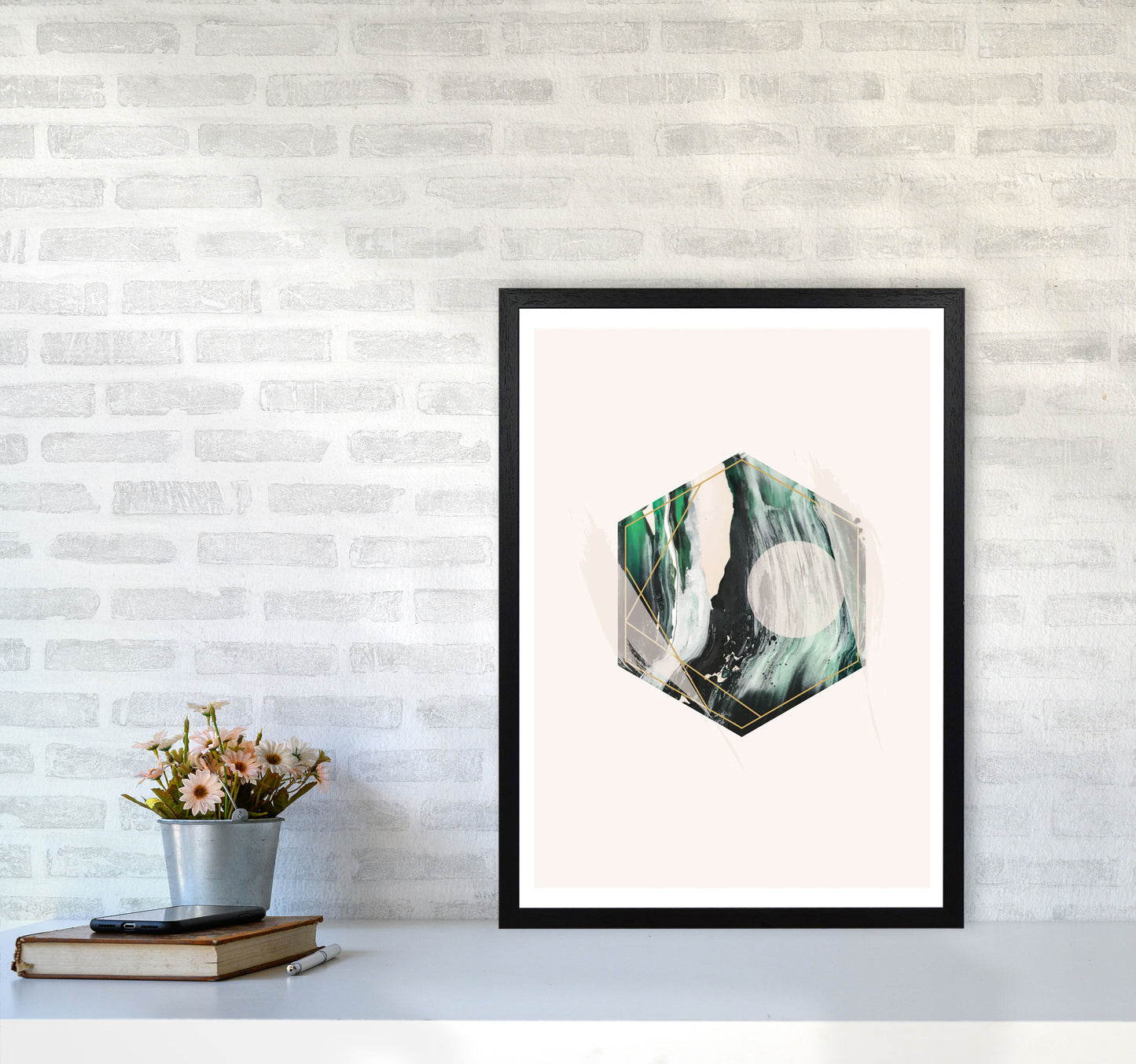 Random Geo Styles 1 Modern Print A2 White Frame