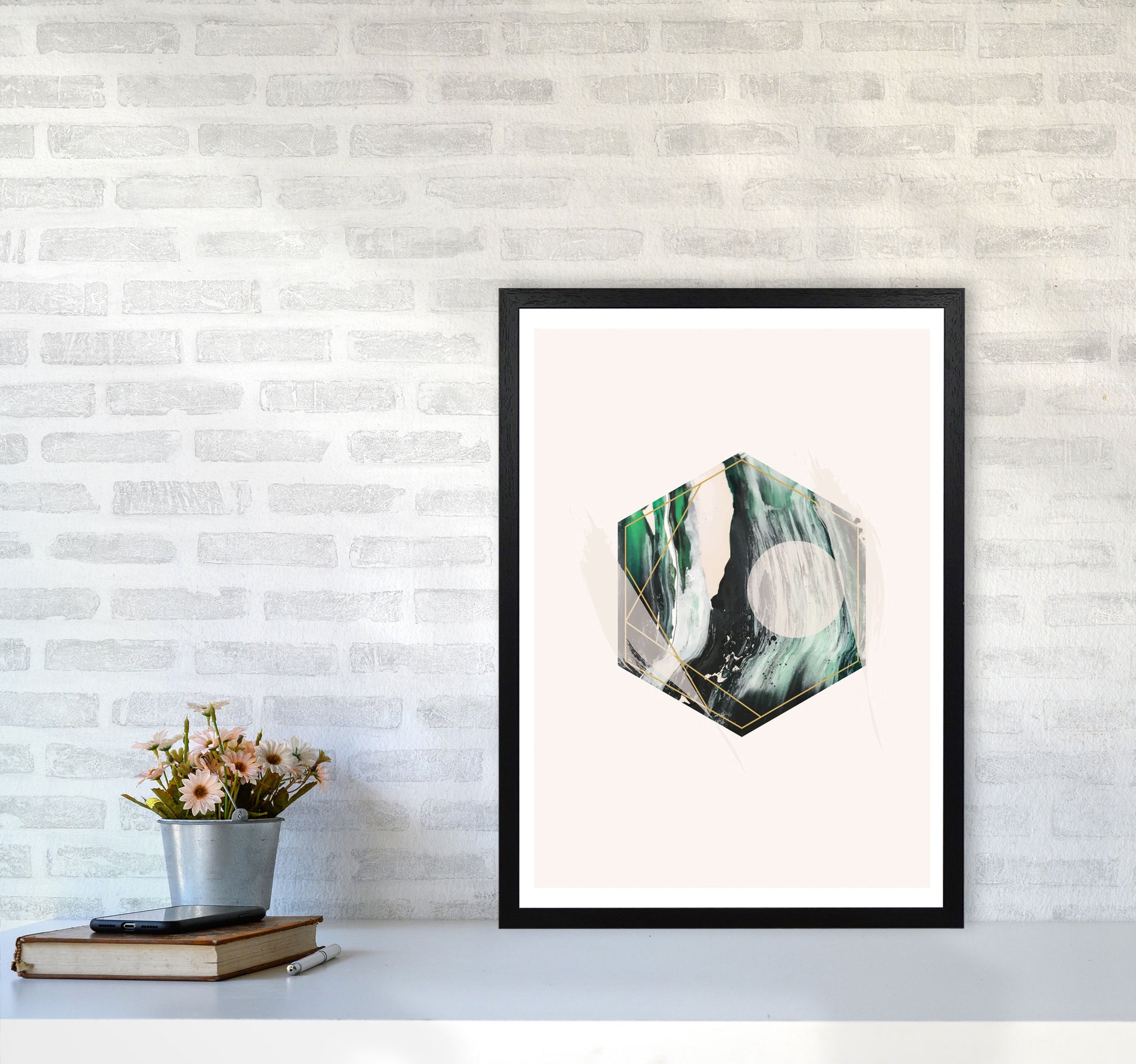 Random Geo Styles 1 Modern Print A2 White Frame