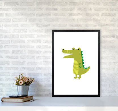 Children&#39;s Animals, Alligator Modern Print A2 White Frame