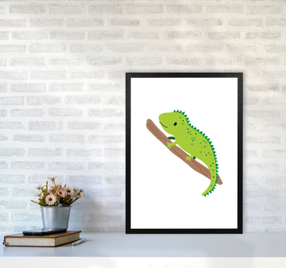 Children&#39;s Animals, Iguana Modern Print A2 White Frame