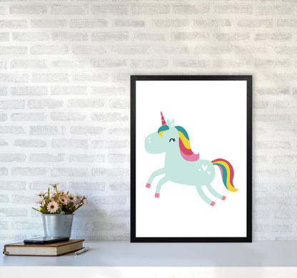 Children&#39;s Animals, Unicorn Modern Print A2 White Frame
