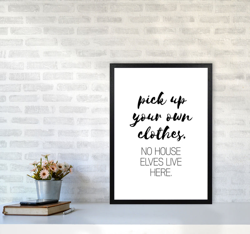 House Elves, Bathroom Framed Typography Wall Art Print A2 White Frame