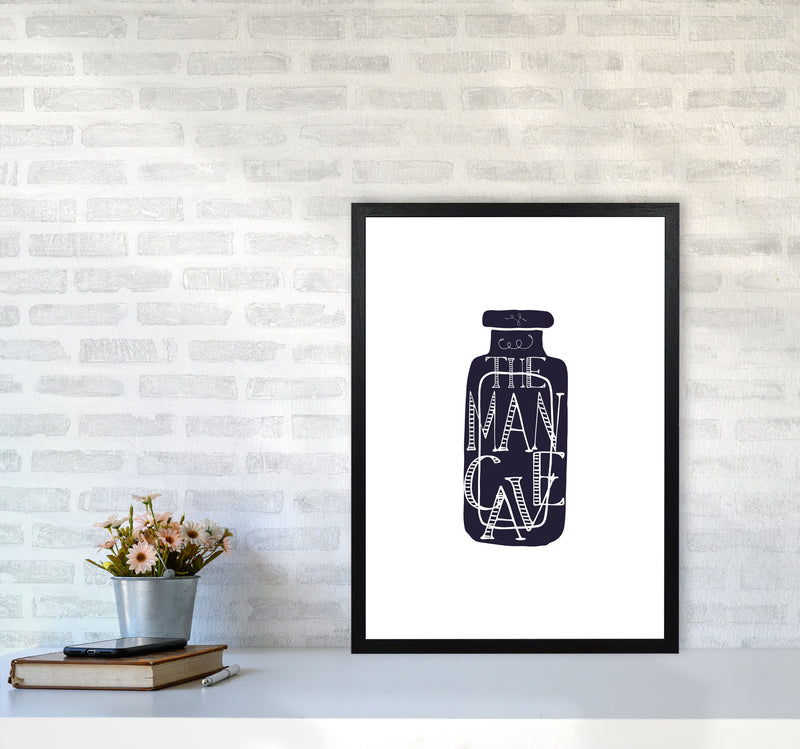 The Man Cave 3 Modern Print, Framed Bathroom Wall Art A2 White Frame