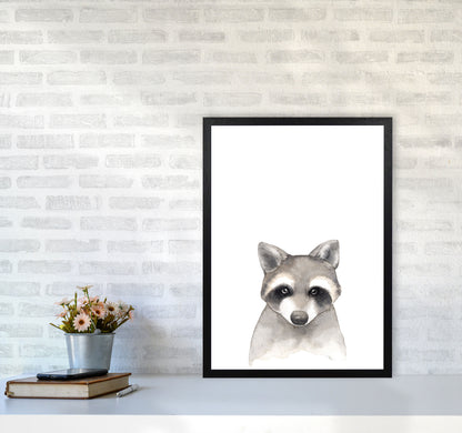 Forest Friends, Cute Raccoon Modern Print Animal Art Print A2 White Frame