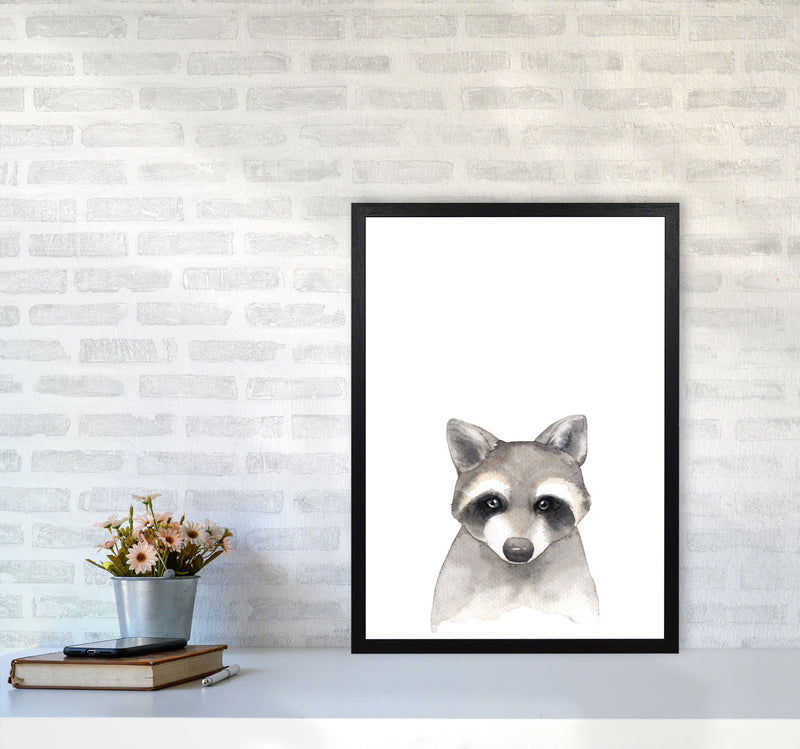 Forest Friends, Cute Raccoon Modern Print Animal Art Print A2 White Frame