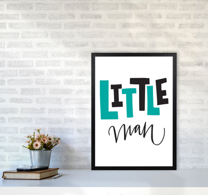 Little Man Teal And Black Framed Nursey Wall Art Print A2 White Frame