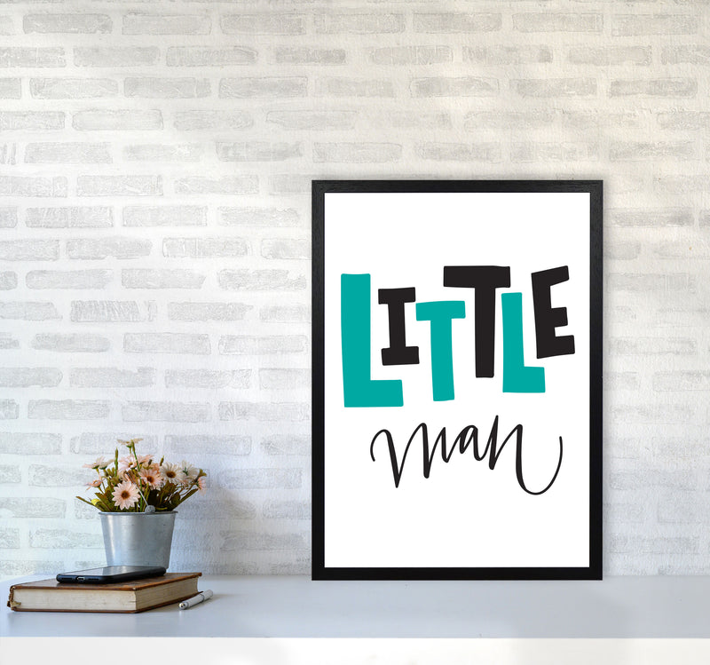 Little Man Teal And Black Framed Nursey Wall Art Print A2 White Frame