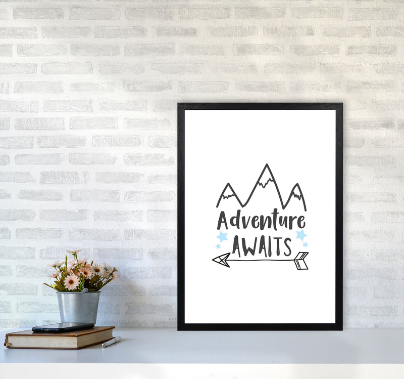 Adventure Awaits Framed Typography Wall Art Print A2 White Frame