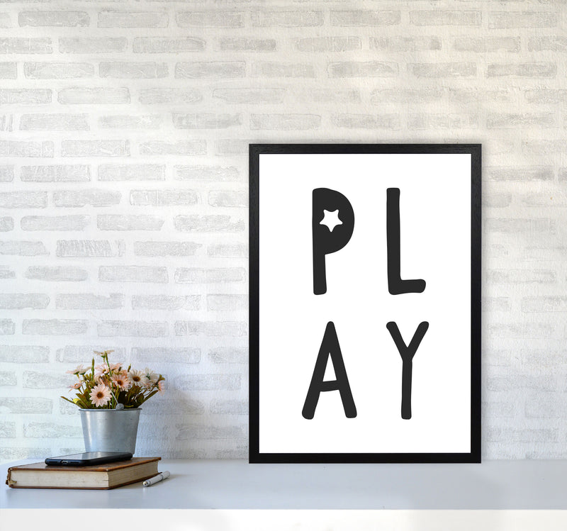 Play Black Framed Typography Wall Art Print A2 White Frame