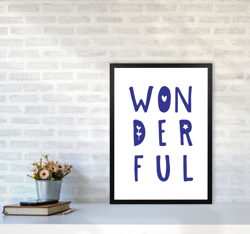 Wonderful Navy Framed Nursey Wall Art Print A2 White Frame