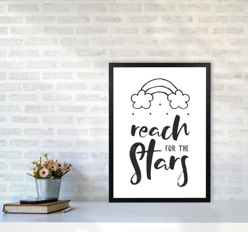 Reach For The Stars Black Modern Print A2 White Frame