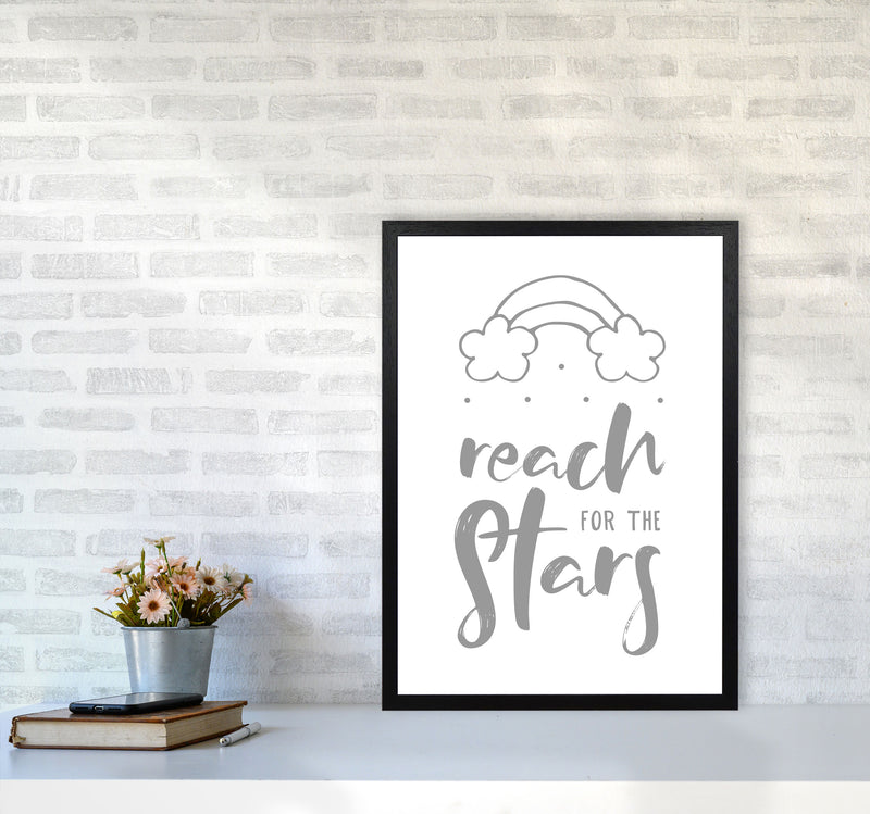 Reach For The Stars Grey Modern Print A2 White Frame