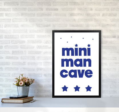 Mini Man Cave Navy Framed Nursey Wall Art Print A2 White Frame
