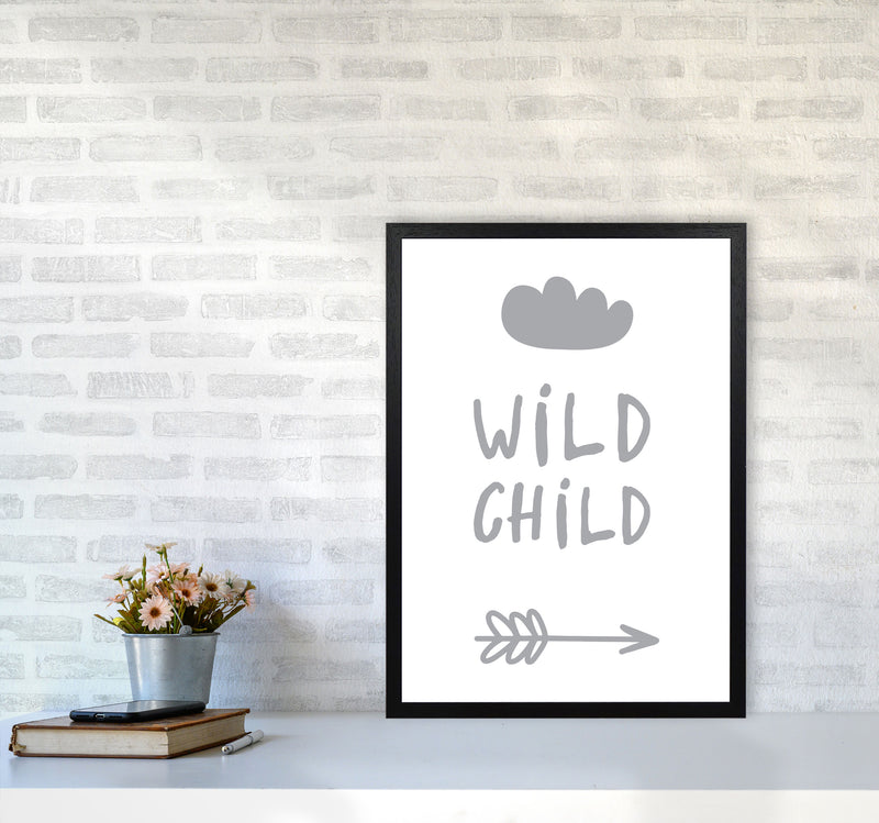Wild Child Grey Framed Nursey Wall Art Print A2 White Frame