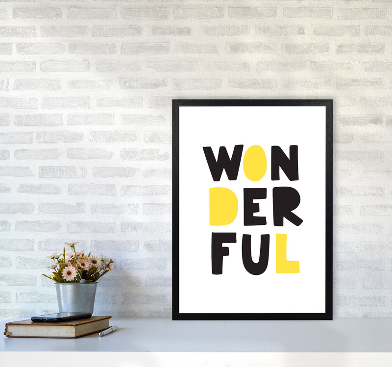 Wonderful Black And Yellow Framed Nursey Wall Art Print A2 White Frame