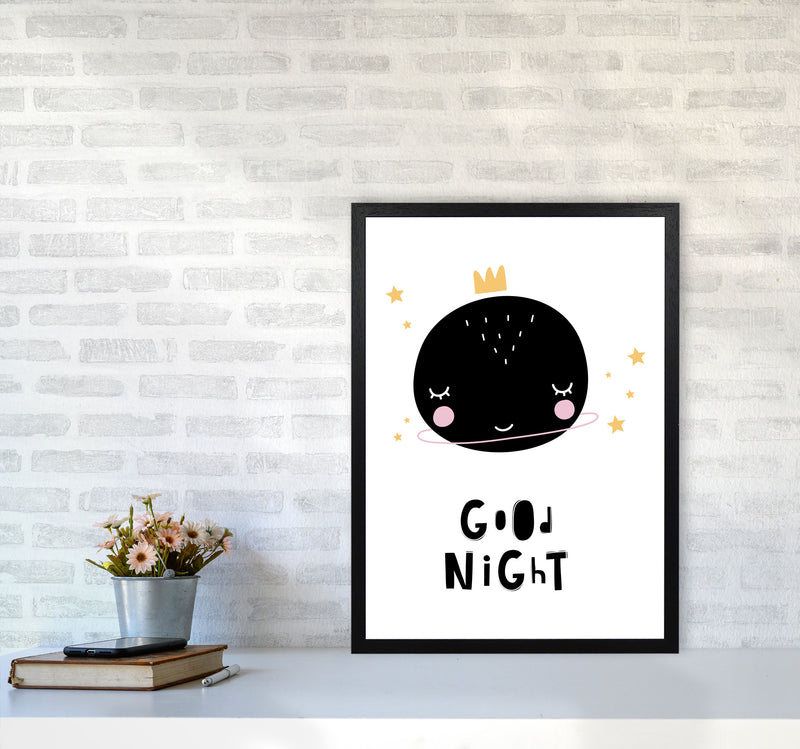 Good Night Planet Framed Nursey Wall Art Print A2 White Frame