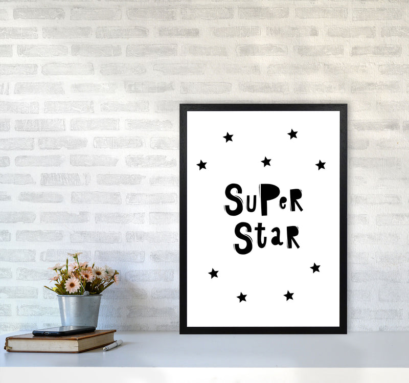 Super Star Scandi Framed Nursey Wall Art Print A2 White Frame
