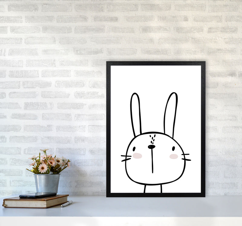 White Bunny Modern Print, Animal Art Print A2 White Frame