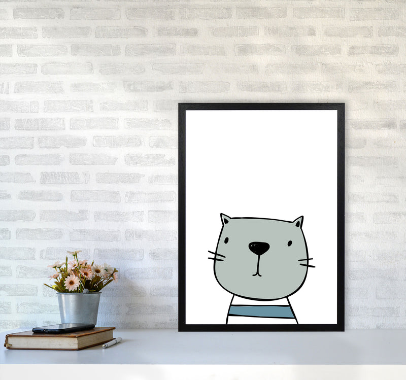 Cat Modern Print Animal Art Print A2 White Frame