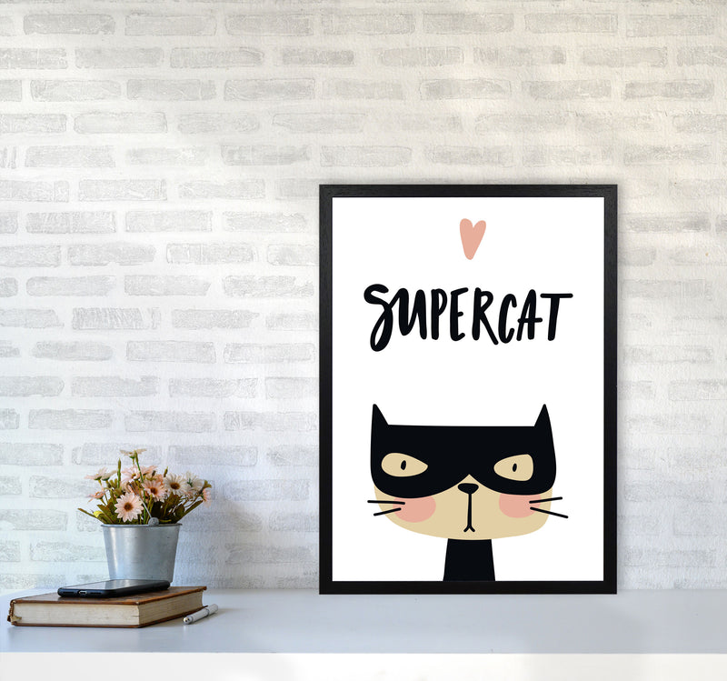 Supercat Framed Nursey Wall Art Print A2 White Frame