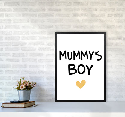 Mummy&#39;s Boy Mustard Framed Nursey Wall Art Print A2 White Frame